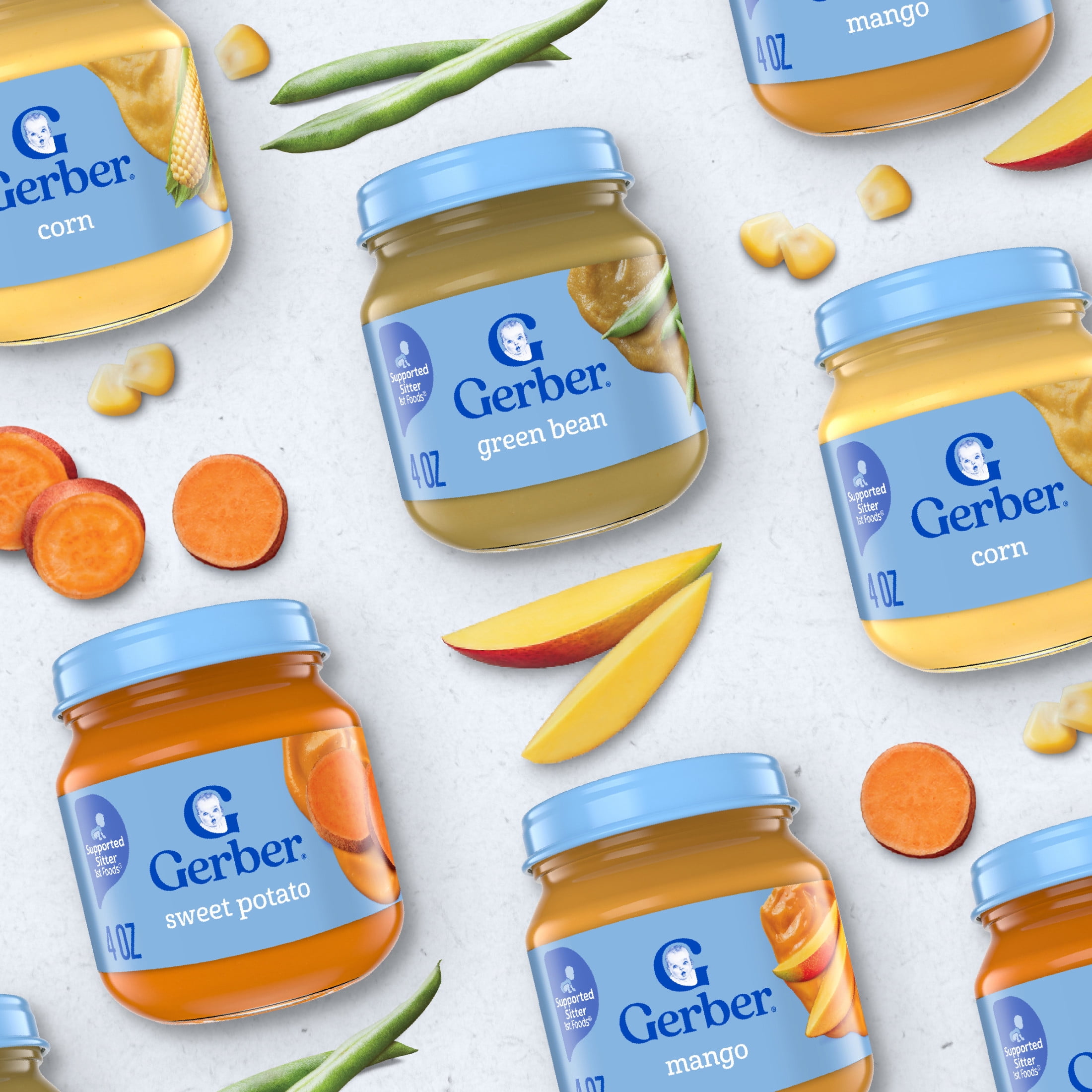 (6 pack) Gerber 1st Foods Natural for Baby Baby Food, Corn, 4 oz Jar