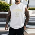 thumbnail image 2 of uikmnh Cotton T Shirts for Men Mens Outdoor Fitness Loose Summer Leisure Printed Sports Hooded Tank Top Size:2XL, 2 of 4