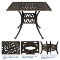thumbnail image 6 of Tcbosik 35.4 inch Square Dining Table, Outdoor Cast Aluminum Table with 2" Umbrella Hole, Patio Table for Garden, Backyard, Poolside, Bronze, 6 of 10