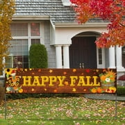 Y Large Happy Fall Welcome Banner Thanksgiving Autumn Banner Fall Maple Outdoor Decorations Pumpkin Hanging Fall Banners Front Porch Holiday Fall Porch Decor for Home Door Outdoor (Sunflower)