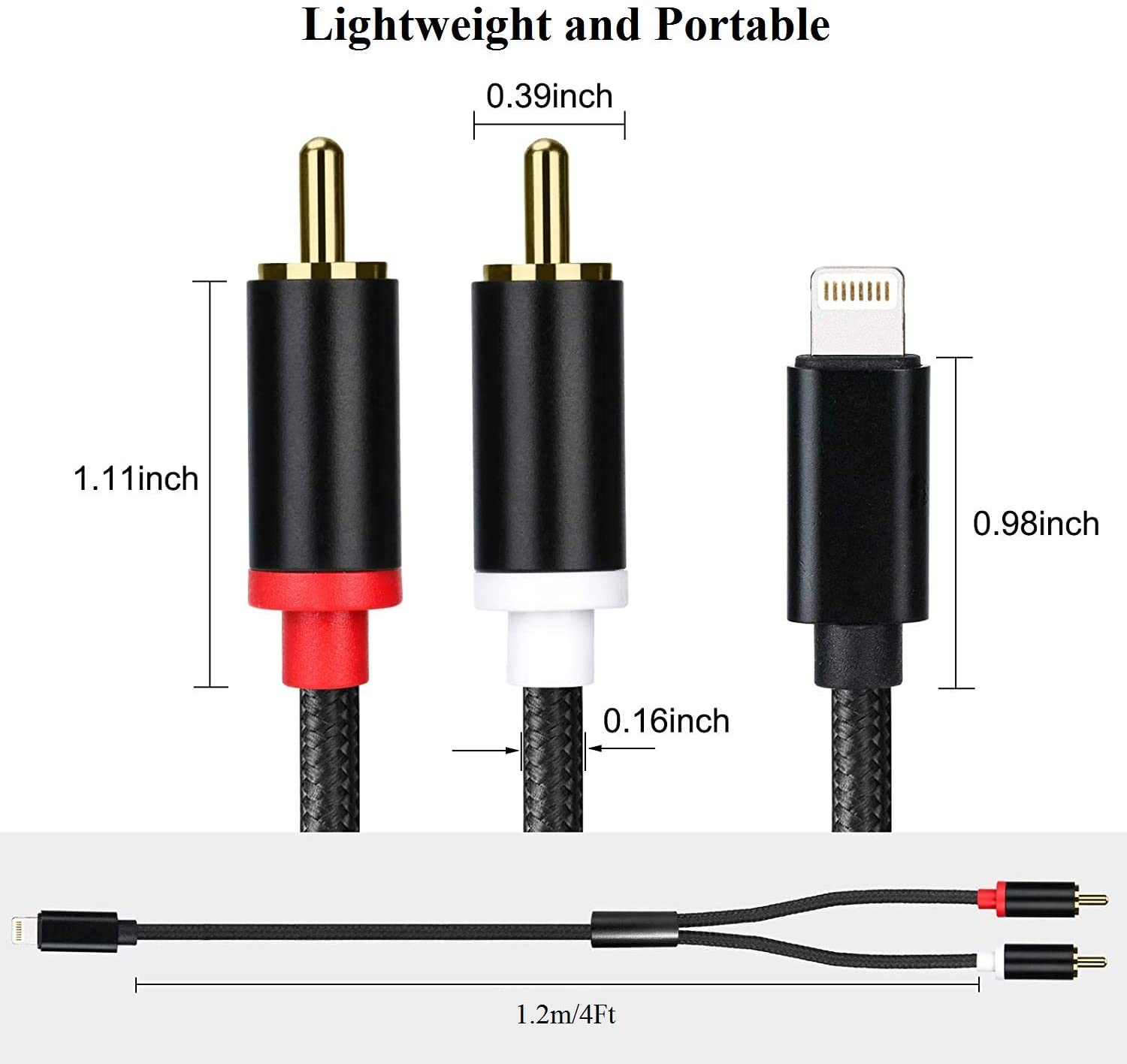 Lightning to RCA Audio Aux Cable 