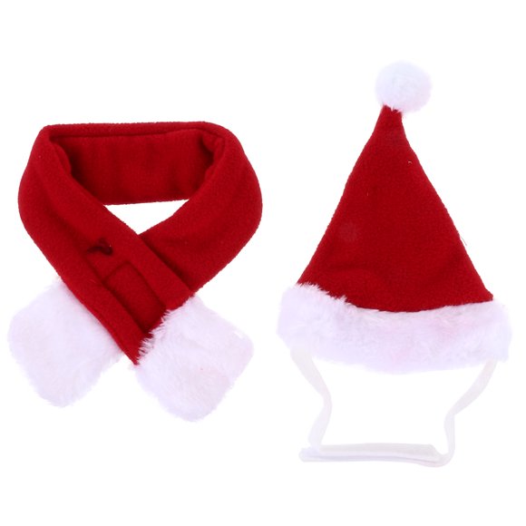 CRAFTHROU 2Pcs Cat Costume Accessory Scarf and Hat Set for Friends with Pets White 20.44x2.36x0.39in
