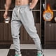 thumbnail image 1 of Pantalones largos para hombre, color liso, cintura elástica, patchwork, cremallera, para exteriores, de poliéster, 1 of 7