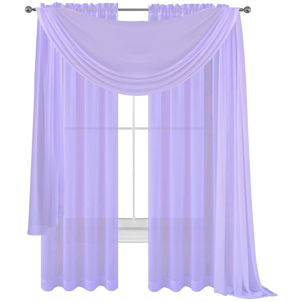 Lavender Purple Drape/Panels/Scarves/Treatment Beautiful Sheer Voile