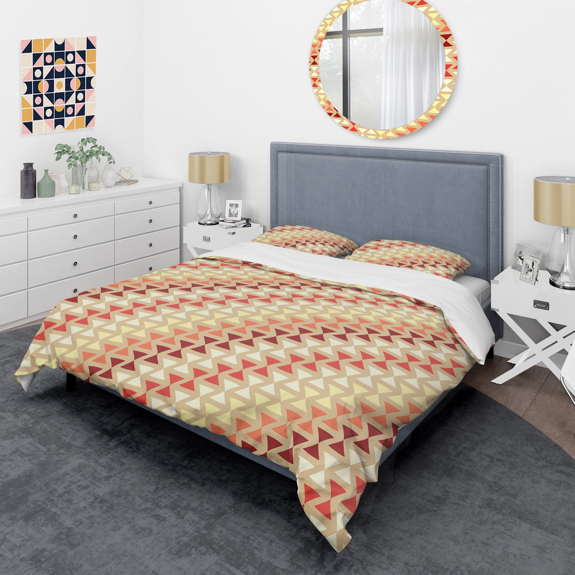 Designart 'Triangular Retro Design IX' Mid-Century Modern Duvet Cover Set