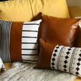 thumbnail image 5 of Bohemian Faux Leather and Striped Throw Pillow, 5 of 6