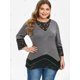 thumbnail image 2 of Contrast plus Cordón Tamaño túnica larga camiseta Rosegal Mangas largas de talla grande, 2 of 5