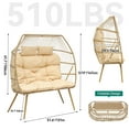 thumbnail image 6 of Dextrus Double Egg Chair with Legs 2 Person Wicker Egg Chair Indoor Outdoor Patio Egg Chair with Cushions 510lbs for Patio, Bedroom, Garden and Balcony, Beige, 6 of 9