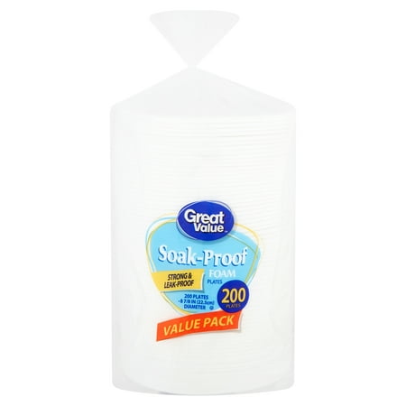 - Great Value Soak-Proof Foam Lunch Plates, 8 5/8