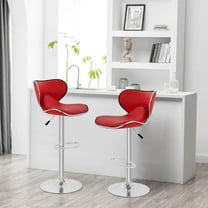 CL.HPAHKL Swivel Bar Stools Set of 2, Adjustable Counter Height Bar Stools Counter Stools, Modern PU Leather Barstools for Kitchen Island Counter Bar Kitchen Dining Room, Red