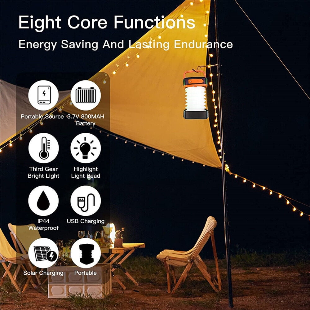 LINKPAL Solar Lantern - Collapsible LED Camping Lantern - Rechargeable Solar - USB Portable Lamp and Phone Charger for Emergency, Power Outage, Hurricane - Tent Lights, Hiking, Backpacking Gear