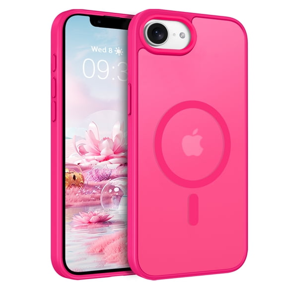 Case for iPhone 16e/17e Super Magnetic [Compatible with MagSafe] TPU Protective Translucent Matte Smooth Phone Cover, Hot Pink