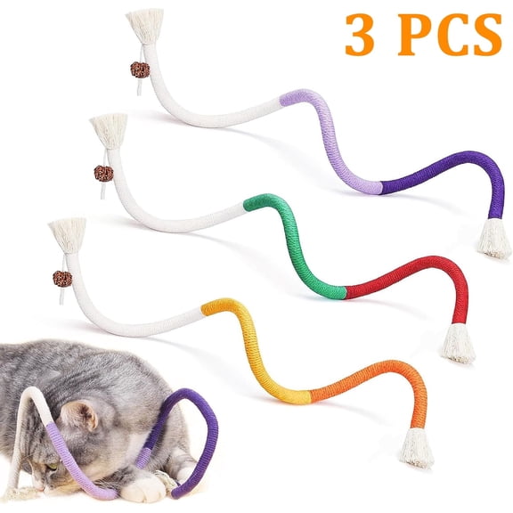 3 PCS Cat Chew Toy Catnip Toys for Cats 27.5in Interactive Cat Toy,Cat teething toys for Indoor Cats Kitten Teething Toys