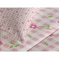 thumbnail image 4 of Ambesonne Pink Green Quilted Bedspread Set 3 Pcs, Checkered Flower Petals, King Size, Pale Pink White, 4 of 5