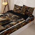 thumbnail image 3 of Castle Fairy Teens Woodland Deer Zipper Queen Comforter Set with Fitted Sheet and 2 Pillowcases,Autumn Maple Leaf Branches Zipper Bedding Set,Brown Tan Cream,Black Reversible,4 Pieces, 3 of 6
