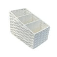 thumbnail image 1 of Cesta de almacenamiento hecha a mano, cesta tejida, organizador de escritorio portátil para mantener el orden y la limpieza. Blanco, 1 of 9