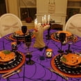thumbnail image 3 of Nappe d'Halloween Toile d'Araignée pour Table Ovale Ronde Rectangulaire, Imperméable, Durable, Réutilisable Nappe Visage Citrouille pour Décoration de Fête d'Halloween - 60x84 Pouces, 3 of 5
