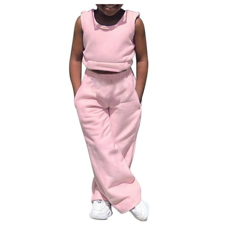 

Children s Clothes 2023 New Girls Fashion Casual Sleeveless Vest Solid Color Suit Wind Two Piece Set New Born Stuff Baby Girl Registry Must Haves New Born Clothes for Girls Baby Girl Pajamas 3-6