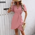 thumbnail image 2 of Elegant Waist Defined Short Sleeve Dress, Versatile Dress for Daily Party & Dating, 2 of 9