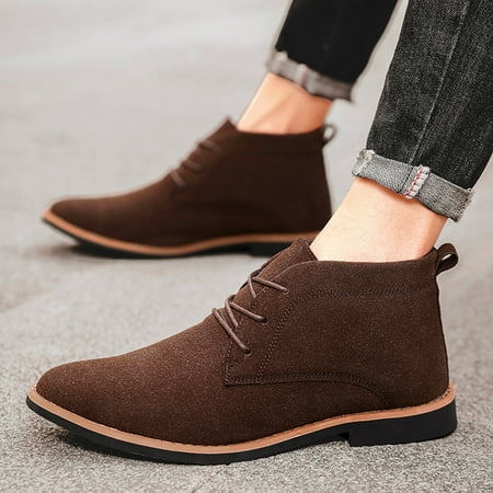 

Cathalem Nicks Boots Mens Fashion Men s Classic Business Leather Shoes Suede Front Lace Up Short Boots Boots for Men Cowboy Brown 11.5