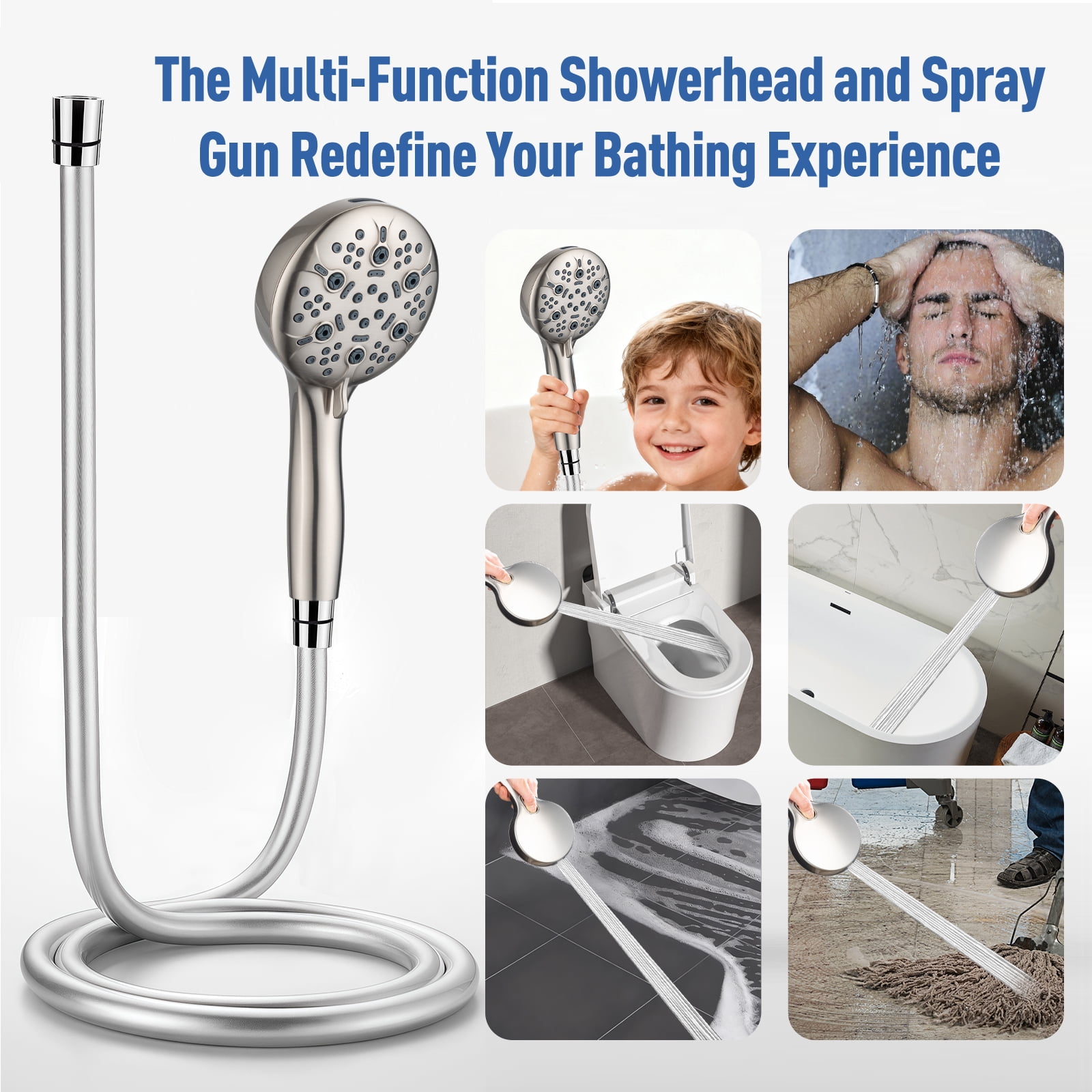 Joyrain Multi-angle adjustable showerhead& Handheld High-pressure 8 Spray Modes Shower Head, Rain Shower Combination with Multifunctional Adjustable Extension Arm