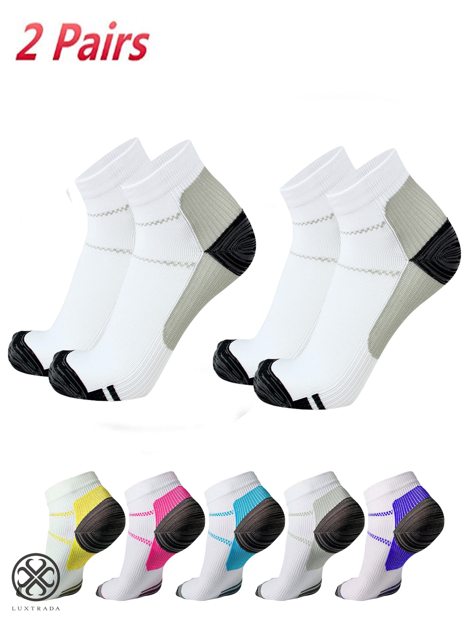 Luxtrada Plantar Fasciitis Socks 2 Pair Heel Arch Support Socks for Men ...