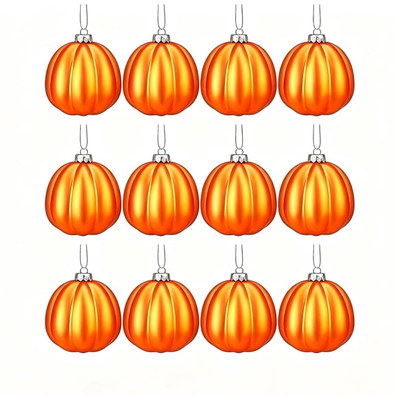 12 Pcs Fall Tree Ornaments Pumpkin Hanging Ornaments Thanksgiving Fall Decorations Mini Pumpkin Ball Decorations for Small Tree Autumns Home Halloween
