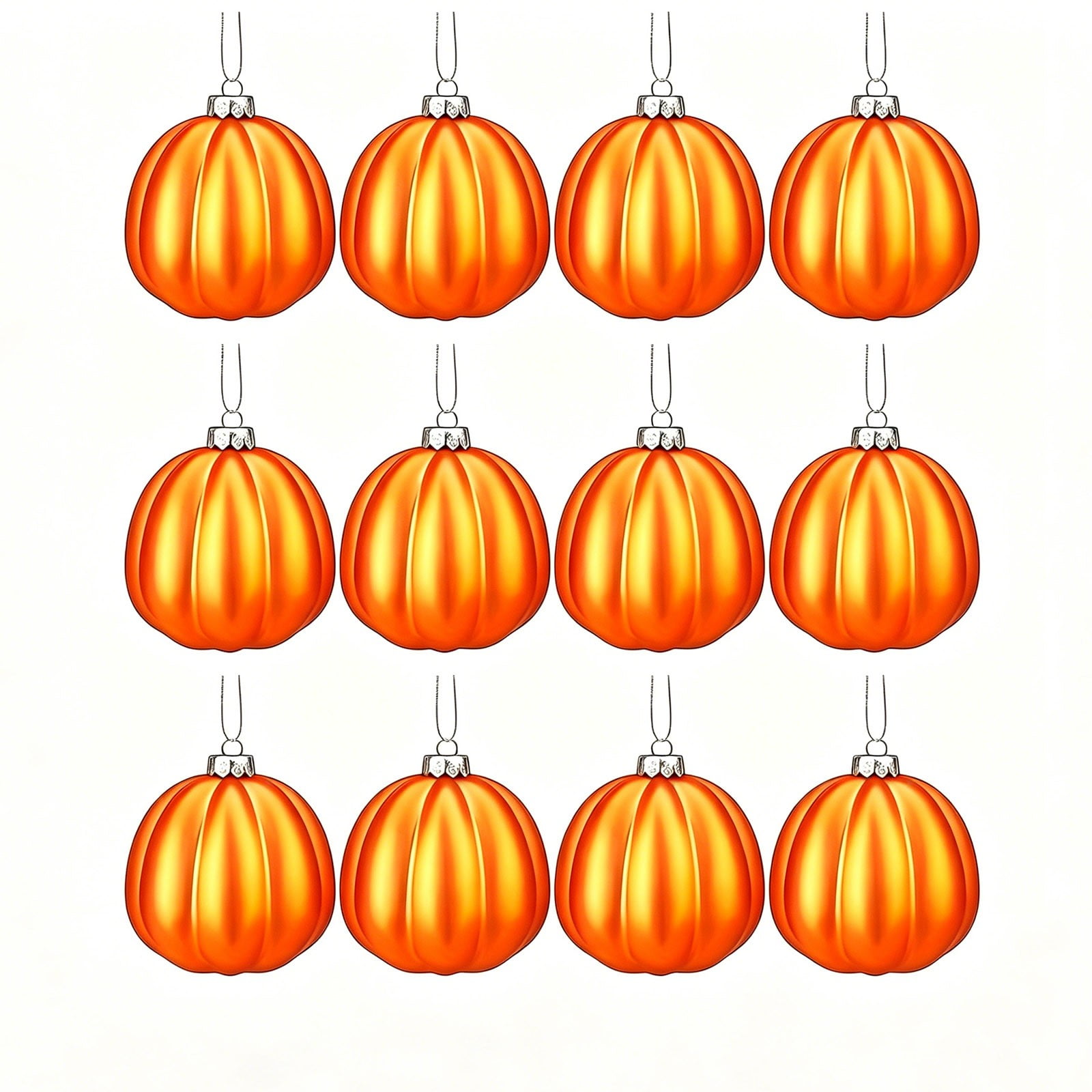 12 Pack Mini Pumpkin Ornaments 2 Orange Pumpkin Hanging Decorations for Halloween Thanksgiving Tree Garland Crafts