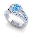 thumbnail image 2 of 2.35 Carat Oval Cut Blue Topaz & Aquamarine Gemstone Stylish Anniversary Ring for her Solid 14K White Gold Size 11.5 by Diamond-Capitals, 2 of 8