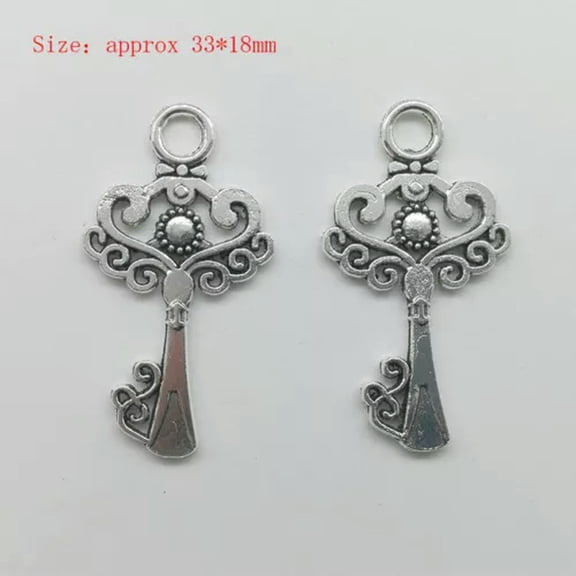 U8MO Wholesale Antique Silver Jewelry Finding Charms Pendants Carfts DIY-6pcs key