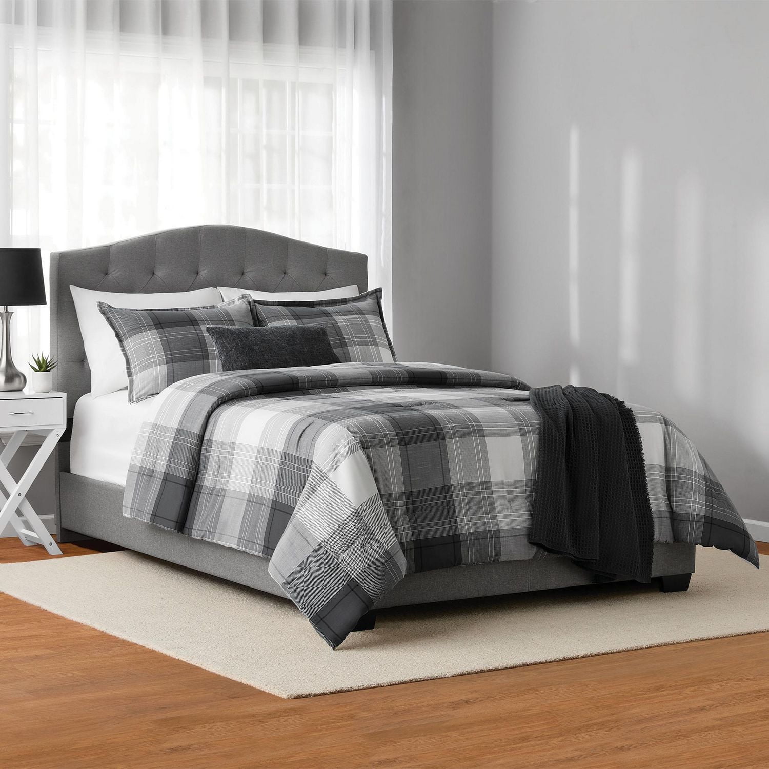 Mainstays 5-Piece Plaid Comforter Set, King