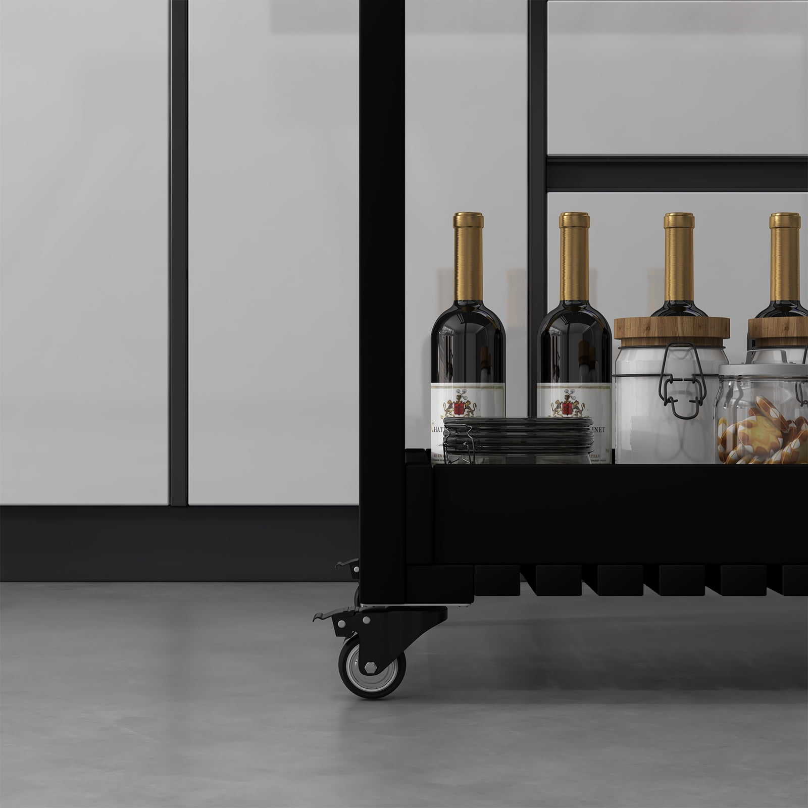 Rugerasy Service Utility Cart with Wheels,Compact and Utility Service Cart,Multipurpose Rolling 2-Tier Mobile Storage Organizer,for Home,Warehouse