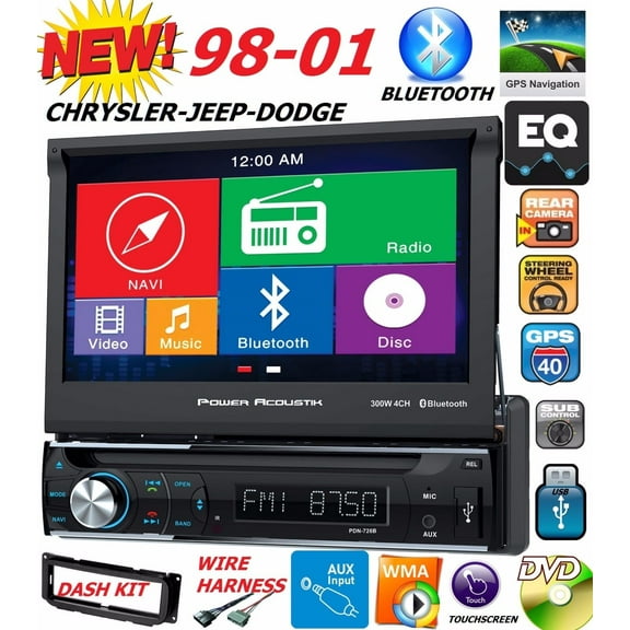 98 99 00 01 CHRYSLER JEEP DODGE 7" NAVIGATION CD DVD BLUETOOTH CAR RADIO STEREO