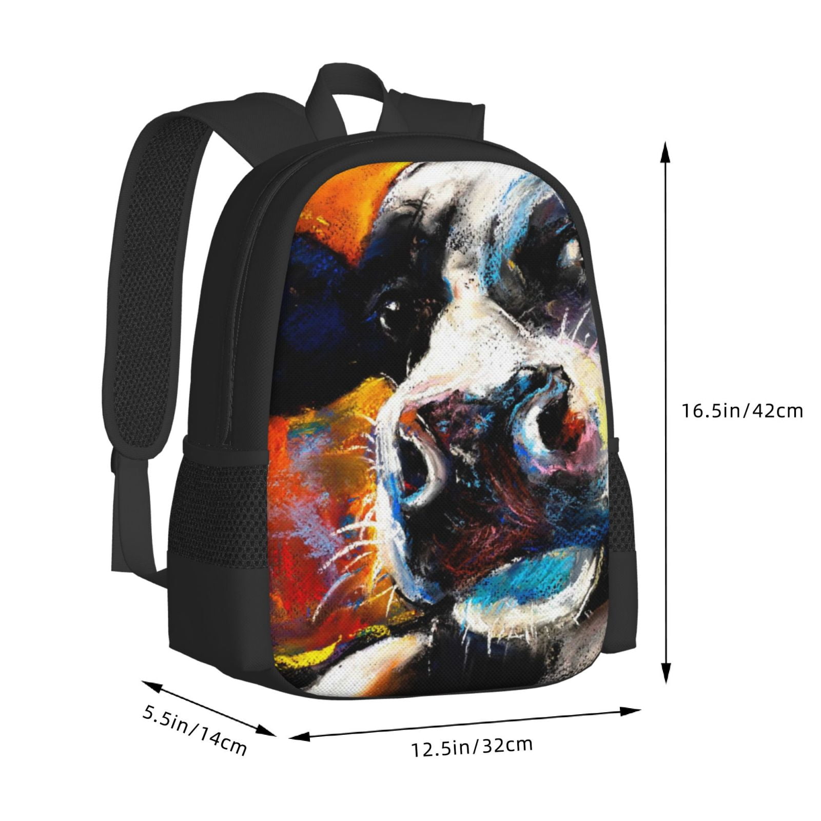 Vsdgher Cow Print Backpack for Women Men School Bookbag with Laptop Compartment for College Work Travel, Simple Fashion Casual Daypack, Fit 15" Laptop