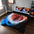 thumbnail image 2 of Manfei Sports Queen Comforter Set, Fire and Ice Comforter Sets Queen, Black Orange Brightblue, Black Reversible 3 Pieces 1 Comforter and 2 Pillowcases, 2 of 6