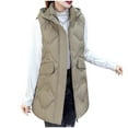 thumbnail image 4 of Leesechin Women's Long Puffer Vest Cotton Sleeveless Puffy Jacket with Removable Hood, 4 of 5