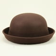thumbnail image 2 of Elegant Adults Solid Hat Roll Up Brim Panama Bowler Hat Bucket Hat Mens Womens Classic Wool Round Bowler Hats Cap, 2 of 3