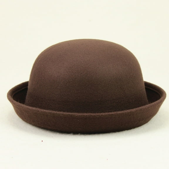 Elegant Adults Solid Hat Roll Up Brim Panama Bowler Hat Round Bowler A Hat