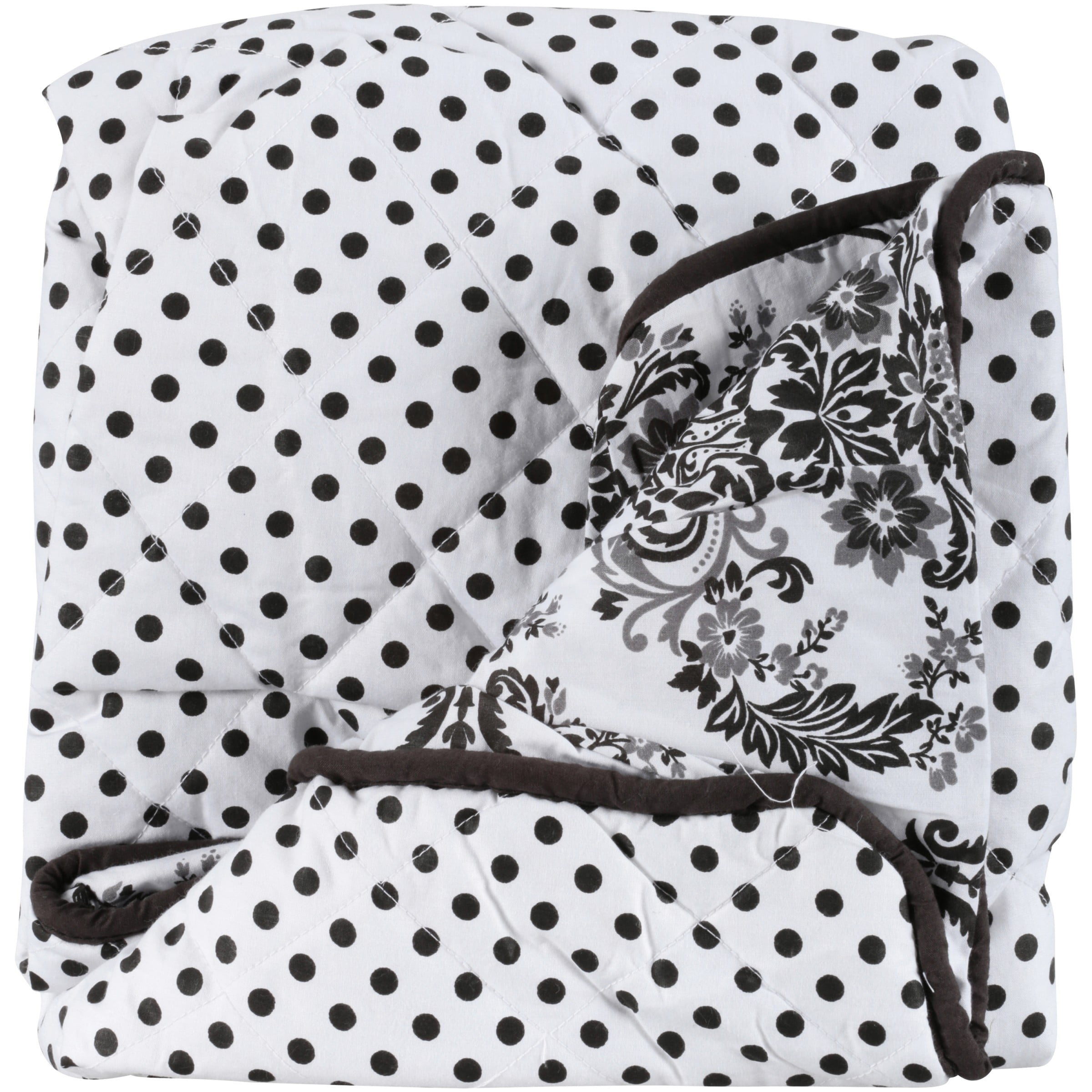 Bacati Classic Damask White/Black Pin Dots Changing Pad Cover