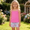 thumbnail image 2 of Busydd Girls 2 Piece Sets 4-15 Years Casual Summer Breathable Matching Outfits Solid Color Tank Tops and Floral Print Shorts 4-5 Years, 2 of 7