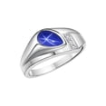 thumbnail image 3 of RYLOS Men's Rings Sterling Silver Ring - Timeless Pear Shape Cabochone Gemstone & Diamonds - Tear Drop Blue Star Sapphire Rings For Men  Size 8, 3 of 6