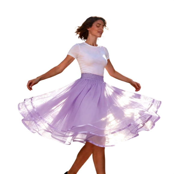 Casual Flared Skirt Solid Color A Line Mini Skirt Fashion Versatile Party Wear Comfortable Stretch Waist Women'S Casual Dress Light Purple Xl