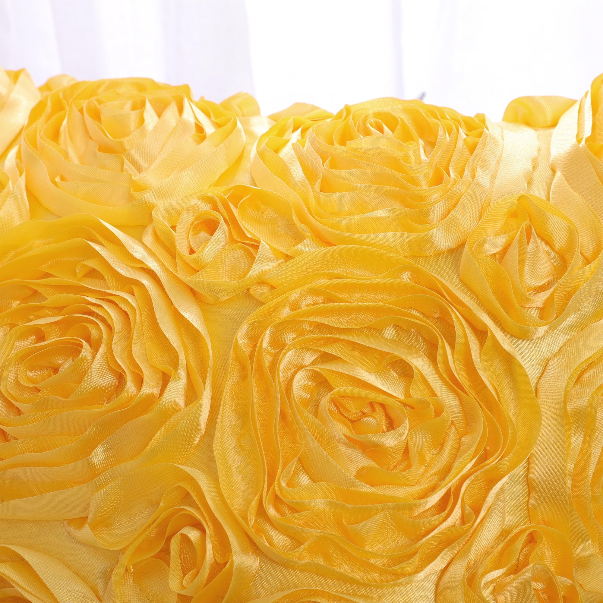 PiccoCasa Decorative Throw Pillow Covers 3D Satin Rose Flower Shells Cushion Covers, 2Pcs, 16"x16" Gold Tone