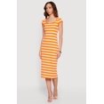 thumbnail image 2 of Women's Striped Rip Knit Cap Sleeve V-Neck Midi Dress, 2 of 3