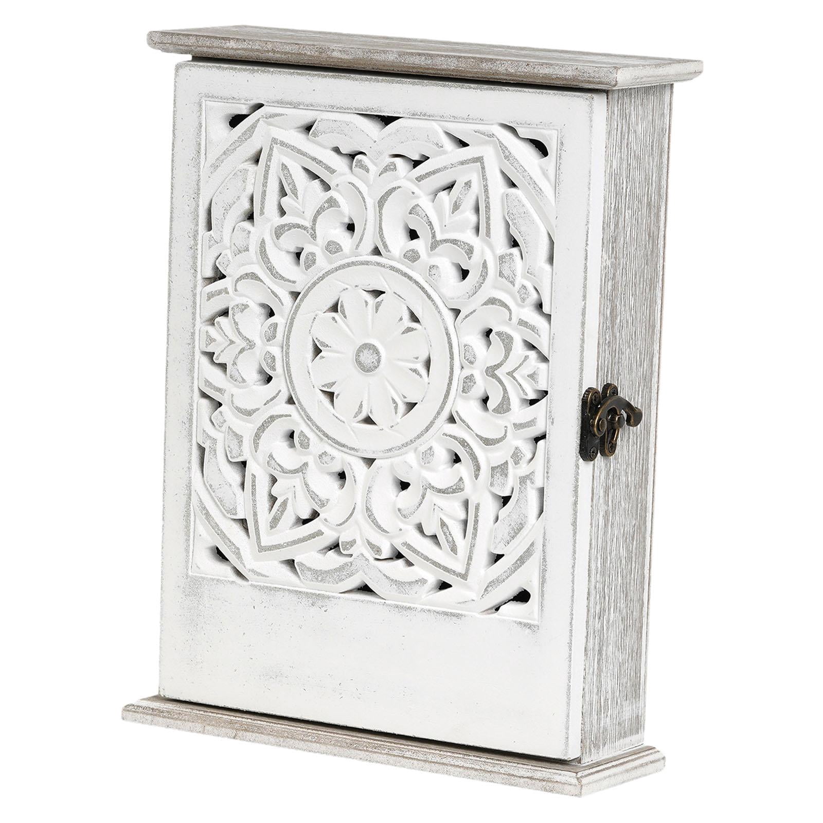 Key Box Key Holder Key Cabinet Solid Wood with 6 Hooks for Entryway Offices and Homes Decoration