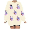 thumbnail image 4 of Womens Fleece Lined Sweatshirts Oversized Drop Shoulder Crewneck Sweat Shirts Loose Casual Halloween Graphic Sweater Orange, L, 4 of 4