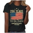 thumbnail image 2 of Women's Patriotic Printed T-Shirt, 250 Anniversary USA Shirt for Womens, Short Sleeve Round Neck Casual Top, 250 YEARS Flag Pattern Tee (XX-Large Black), 2 of 3