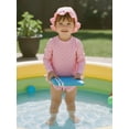 thumbnail image 5 of BemeyourBBs Toddler Baby Girls One Piece Swimsuit Infant Girls Bathing Suit Long Sleeve Polka Dot Zipper Swimwear Rash Guard with Hat Set UPF 50+ Summer Beach Wear, 5 of 9