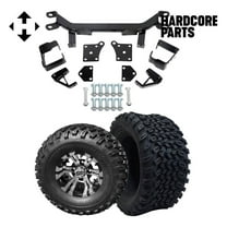 Hardcore Parts 6" Drop Axle Lift Kit for EZGO TXT/PDS (1994.5-2001.5) Electric Golf Cart with 10" Machined/Black 'Vampire' Wheels and 22"x11"-10" DOT rated All-Terrain tires