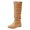 Khaki, variant on Slouchy Mid Calf Boots for Women Hidden Hight Increasing Wedge Booties Round Toe Flat Tall Boots